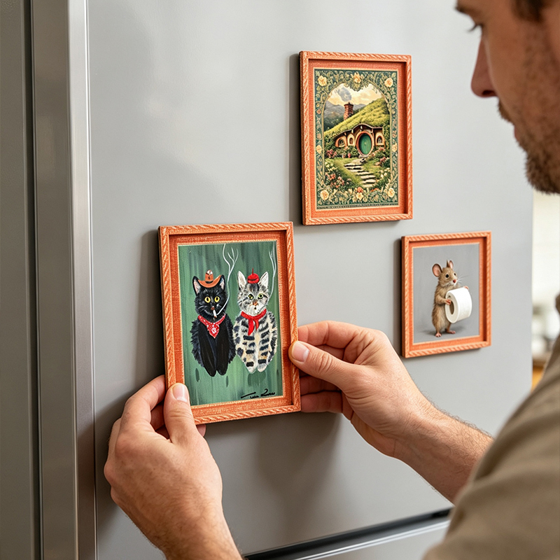 나무 냉장고 자석 사진 프레임 미니 귀여운 창의적인 장 - Engraved Wood Frame 리뷰 및 가격